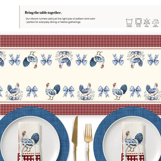 Camino de Mesa Red Farmhouse Toile