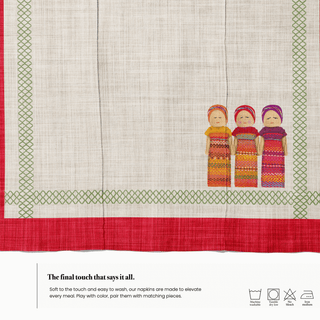 Worry Doll Carmine Linen Napkin