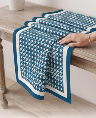 Camino de Mesa Blue Rattan