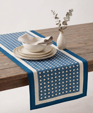 Camino de Mesa Blue Rattan