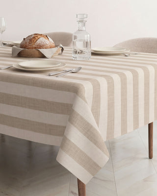 Mantel Soft Sand Linen Stripes